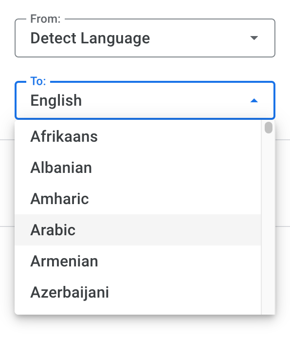 AI Slides Translator supported languages selection